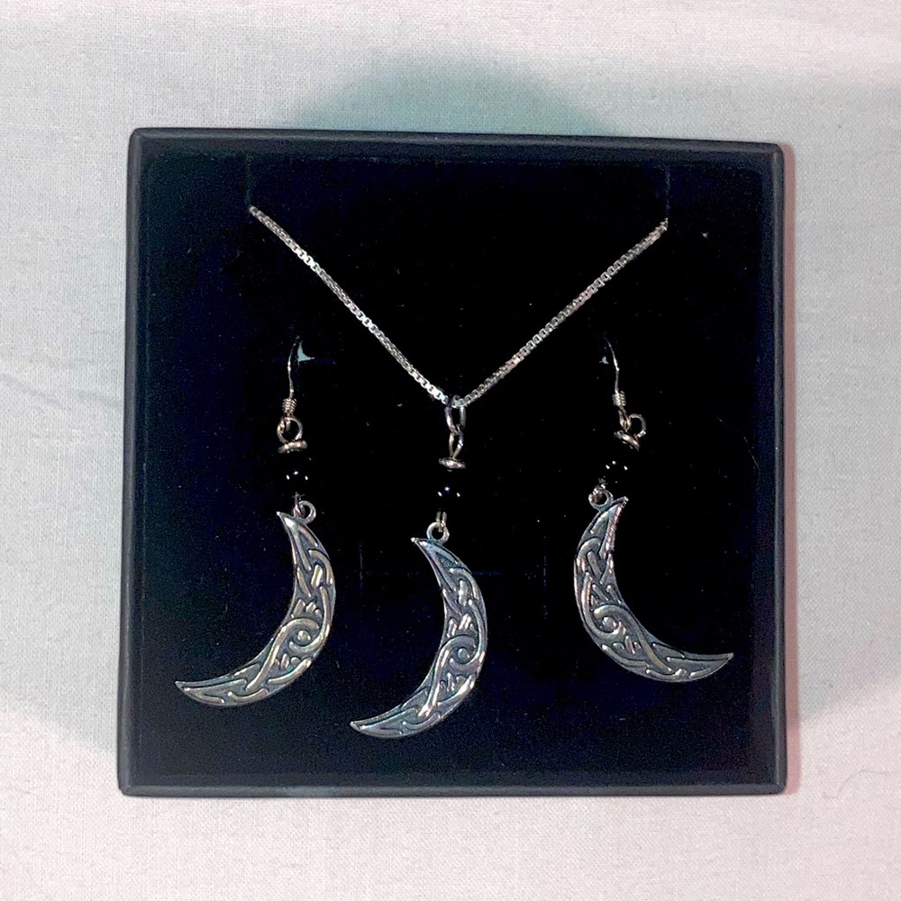Celtic Moon Necklace and Earrings Set NEW NEVER WORN HANDMADE